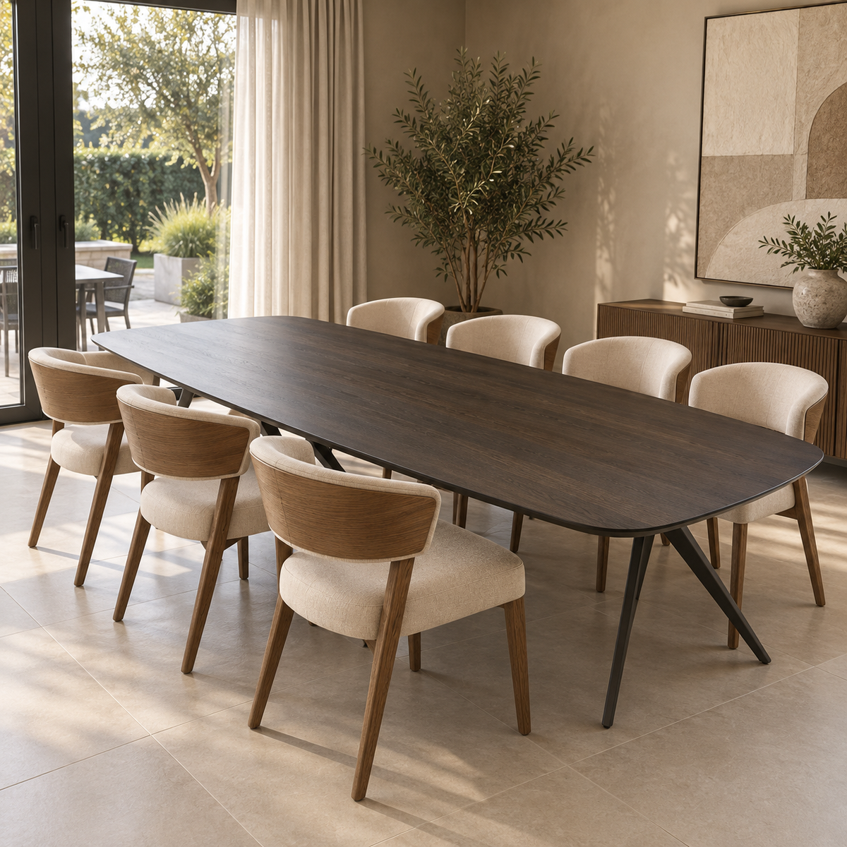 Custom solid oak tabletop detail