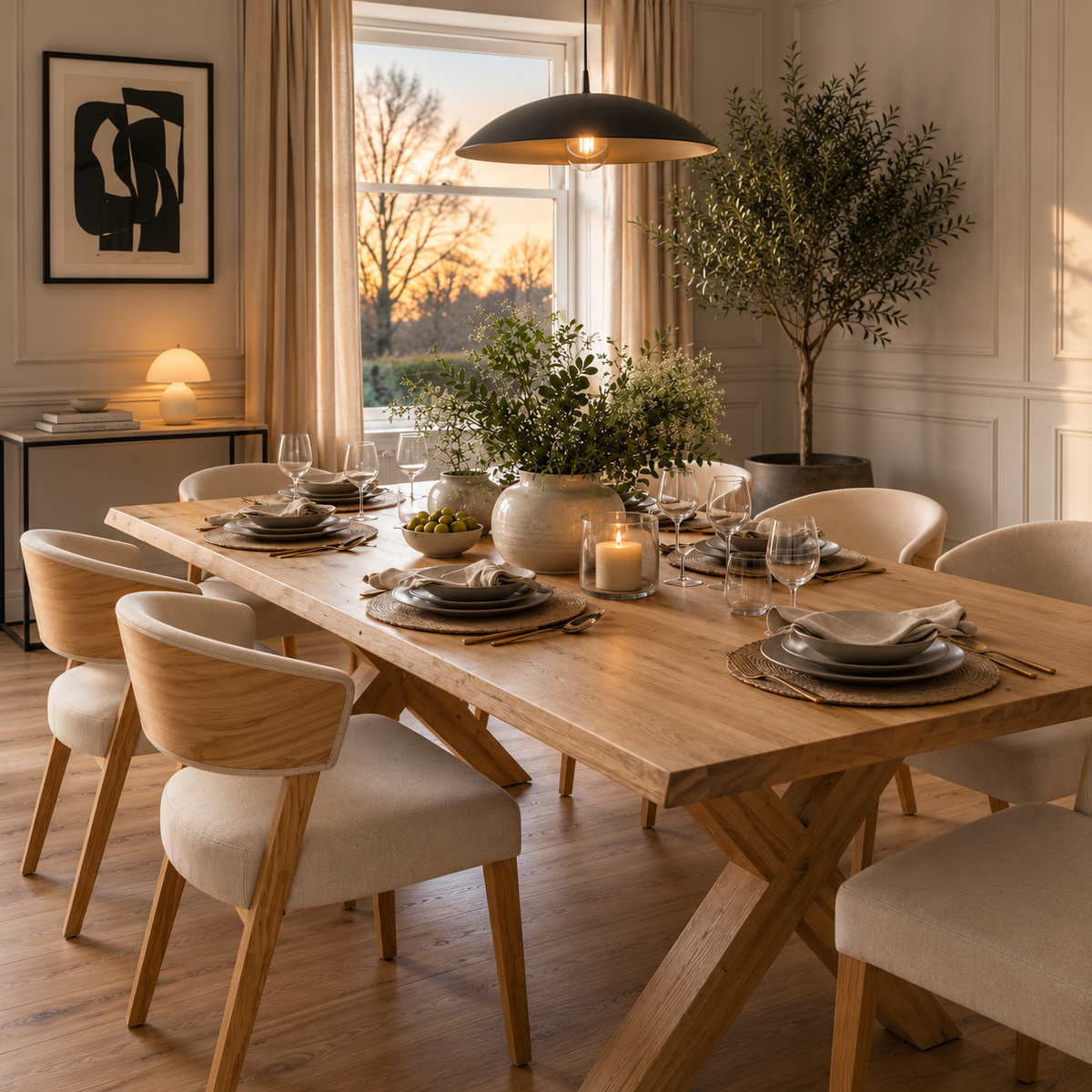 Natural oak finish in a Scandinavian interior