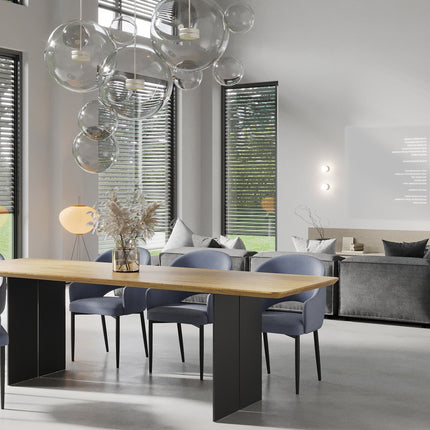 Hareby Solid Oak Dining Table Steel Leg
