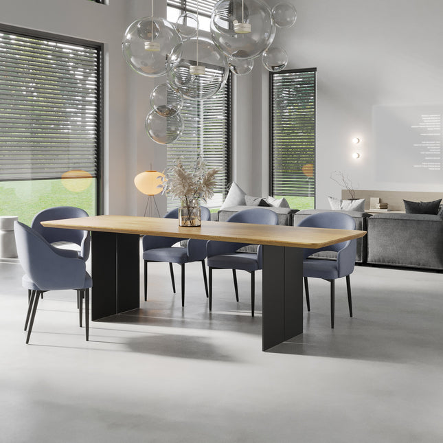 Hareby Solid Oak Dining Table Steel Leg