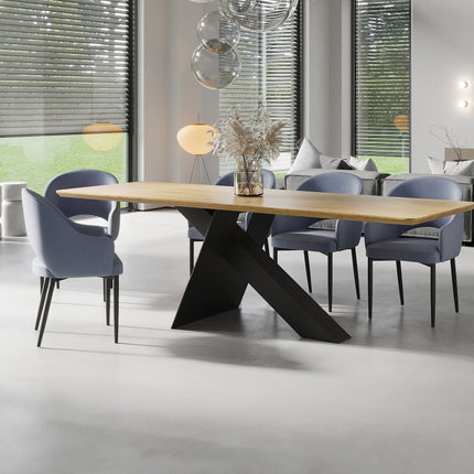 Cromer Oak Modern Dining Table with Steel Base