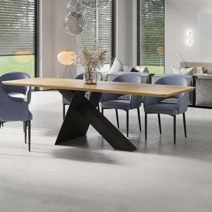 Cromer Oak Modern Dining Table with Steel Base