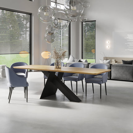 Cromer Oak Modern Dining Table with Steel Base