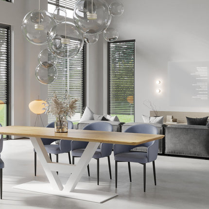 Kirton Solid Oak Dining Table Steel Base