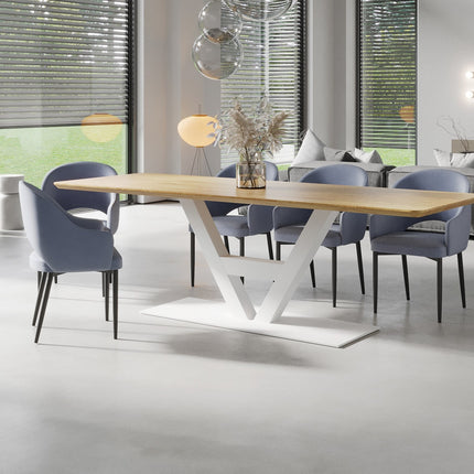 Kirton Solid Oak Dining Table Steel Base