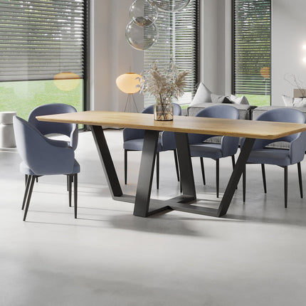 Langrick Solid Oak Dining Table Steel Base