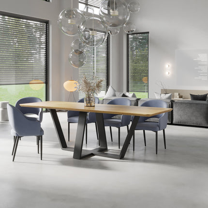 Langrick Solid Oak Dining Table Steel Base
