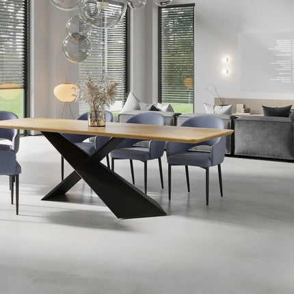 Mavis Oak Dining Table Steel Base