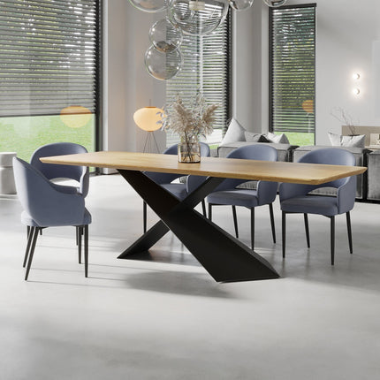 Mavis Oak Dining Table Steel Base