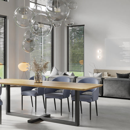 Yarm Solid Oak Dining Table Steel Base