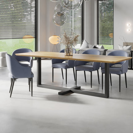 Yarm Solid Oak Dining Table Steel Base