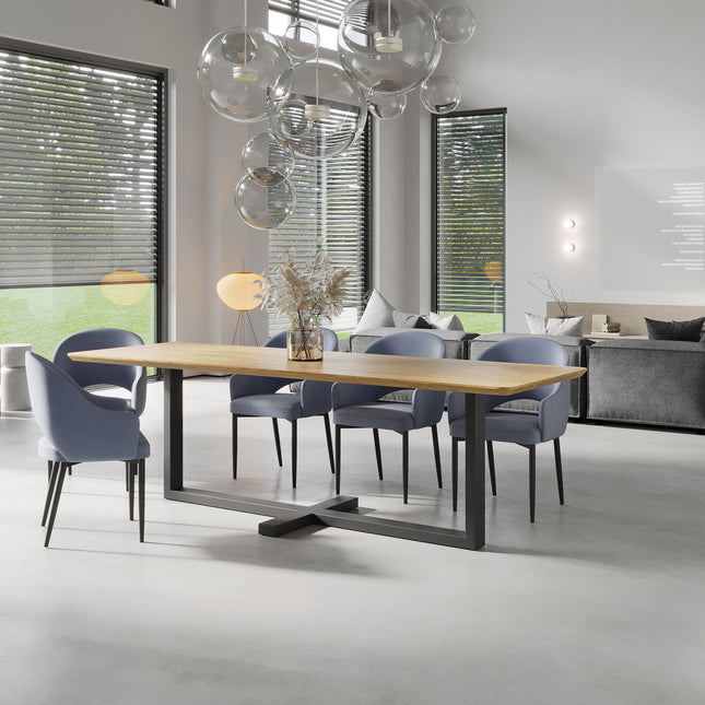 Yarm Solid Oak Dining Table Steel Base