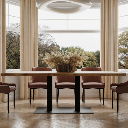 Moorby Solid Oak Dining Table Steel Leg
