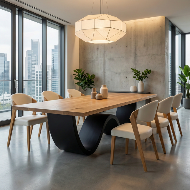 Nocton Oak Modern Dining Table Wave