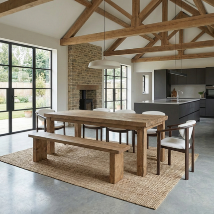 Santon Dining Table with Chunky Style Wooden Legs Handmade Rustic