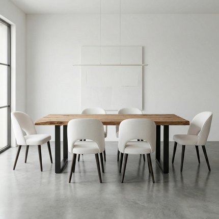 Firsby Live Edge Dining Table with Square Frame Steel Legs