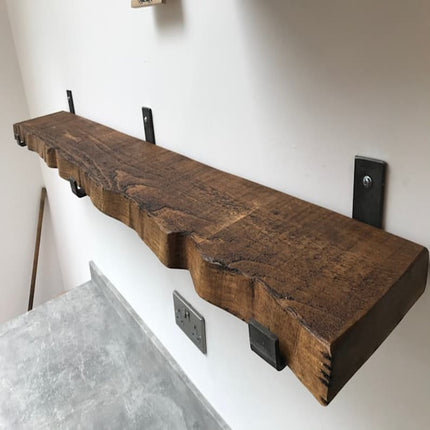 Reclaimed Live Edge Rustic Shelf U Shaped Bracket