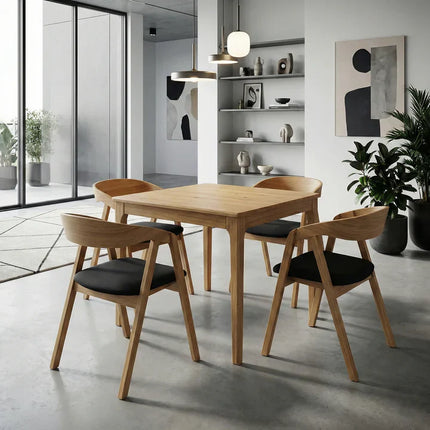 SET - Peebls Extendable Solid Oak Dining Table and Aby Dining Chairs