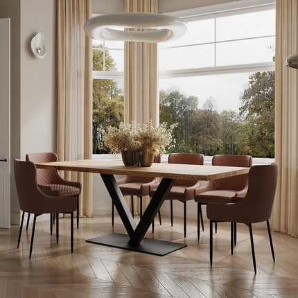 Bicker Solid Oak Dining Table Steel Base
