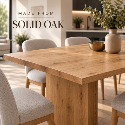Diss Solid Oak Dining Table Set with 8 Ava 2 Chairs