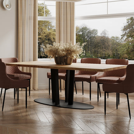 Dalby Solid Oak Dining Table Steel Leg