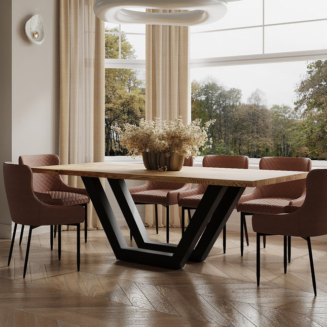 Wilksby Solid Oak Dining Table Steel Leg