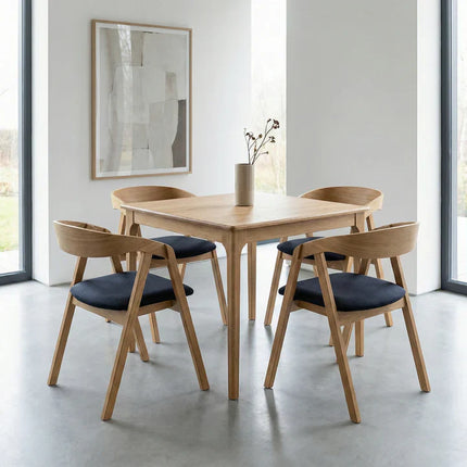SET - Peebls Extendable Solid Oak Dining Table and Aby Dining Chairs