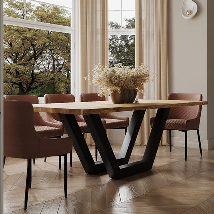 Wilksby Solid Oak Dining Table Steel Leg