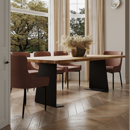 Midville Solid Oak Dining Table Steel Leg