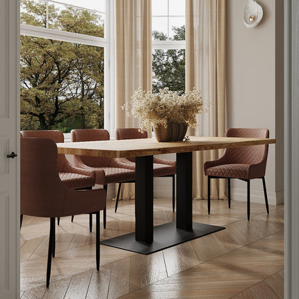 Moorby Solid Oak Dining Table Steel Leg