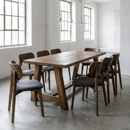 Belton Dining Table with Chunky Style Wooden Legs Handmade Rustic