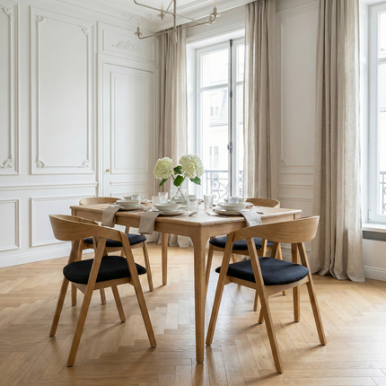 SET - Peebls Extendable Solid Oak Dining Table 140x80cm plus 1x40cm and 4 Oak Aby Dining Chairs