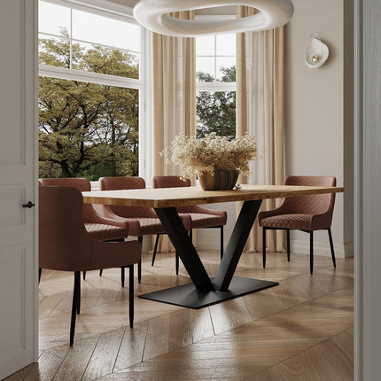 Bicker Solid Oak Dining Table Steel Base