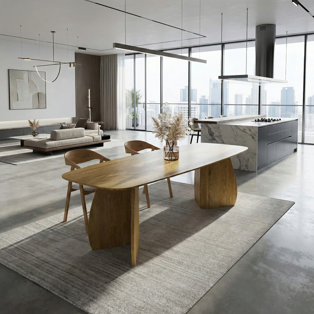 Spanby Solid Oak Dining Table with Wooden Base