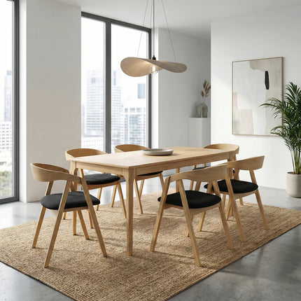 SET - Peebls Extendable Solid Oak Dining Table and Aby Dining Chairs