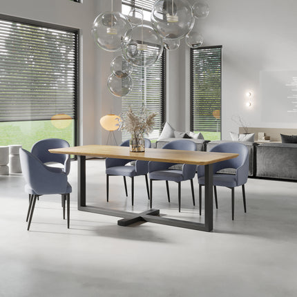 Yarm Solid Oak Dining Table Steel Base