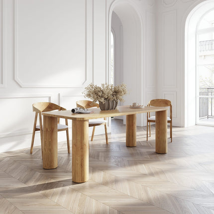 Lusby Solid Oak Dining Table with Wooden Legs
