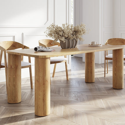 Lusby Solid Oak Dining Table with Wooden Legs