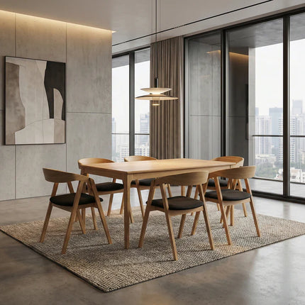 SET - Peebls Extendable Solid Oak Dining Table and Aby Dining Chairs