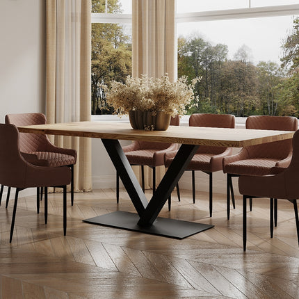 Bicker Solid Oak Dining Table Steel Base