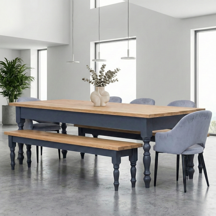 Extra Wide Dining Table Hawick Dine Table Rustic Farmhouse Rustic Wood - Handmade Wooden Frame Legs Chunky