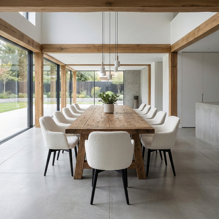 Halton Dining Table with Chunky Style Wooden Legs Handmade Rustic