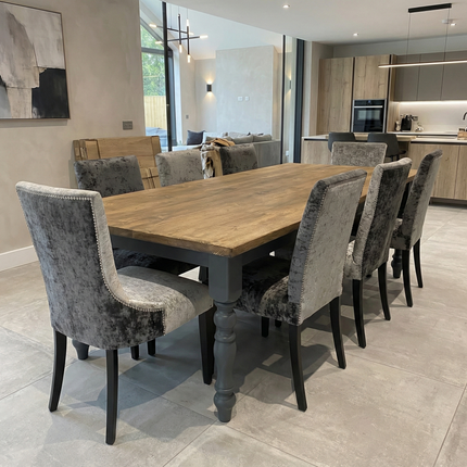 Extra Wide Dining Table Hawick Dine Table Rustic Farmhouse Rustic Wood - Handmade Wooden Frame Legs Chunky