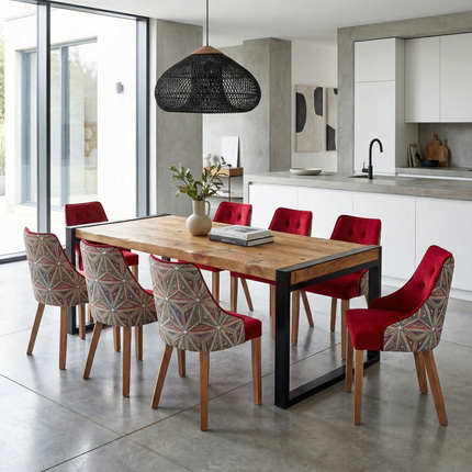 Ludford Dining Table with Steel Style Legs Handmade Rustic