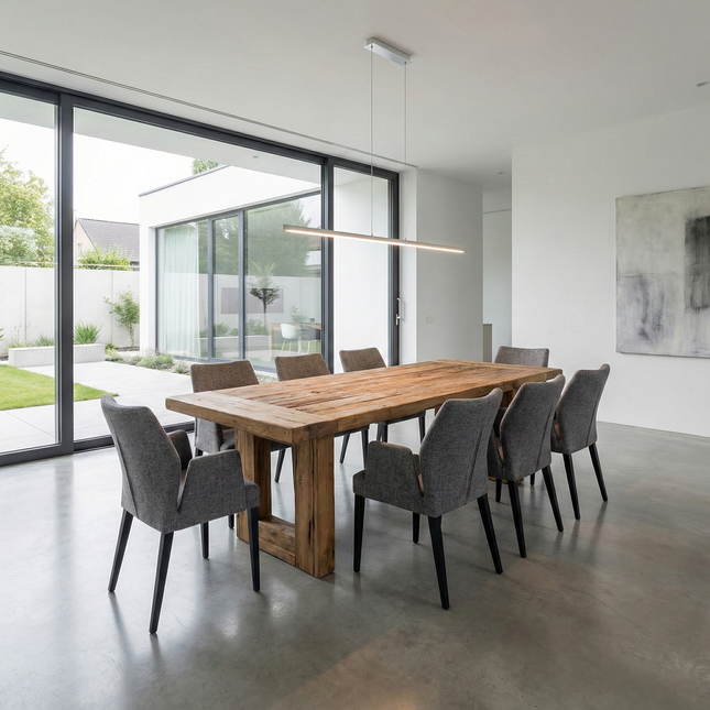 Norton Dining Table with Chunky Style Wooden Legs Handmade Rustic