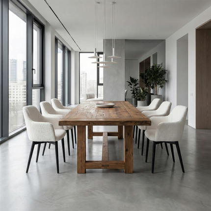 Morley Dining Table with Chunky Style Wooden Legs Handmade Rustic
