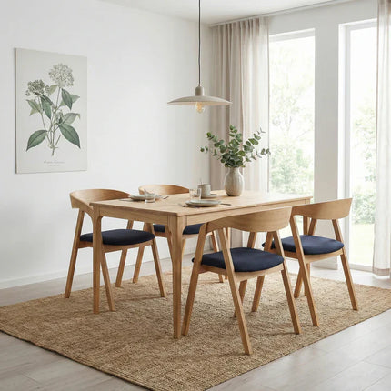 SET - Peebls Extendable Solid Oak Dining Table and Aby Dining Chairs