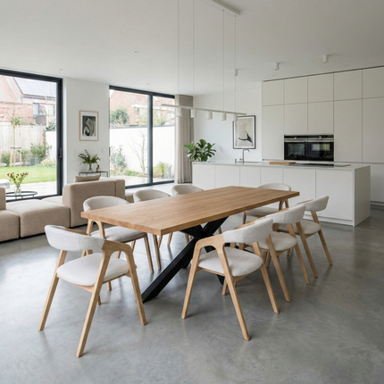 Tumby Oak Modern Dining Table Star Stel Base