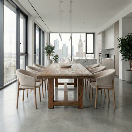 Morley Dining Table with Chunky Style Wooden Legs Handmade Rustic
