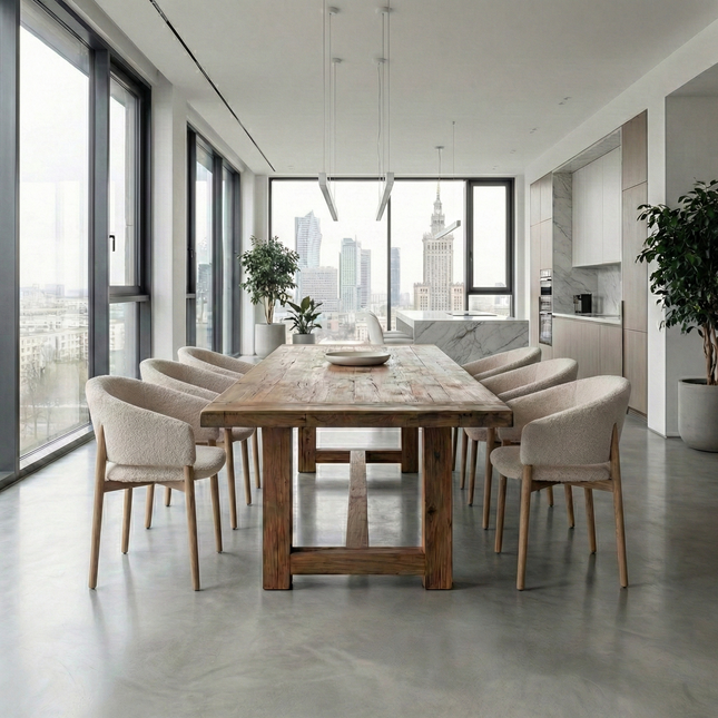 Morley Dining Table with Chunky Style Wooden Legs Handmade Rustic